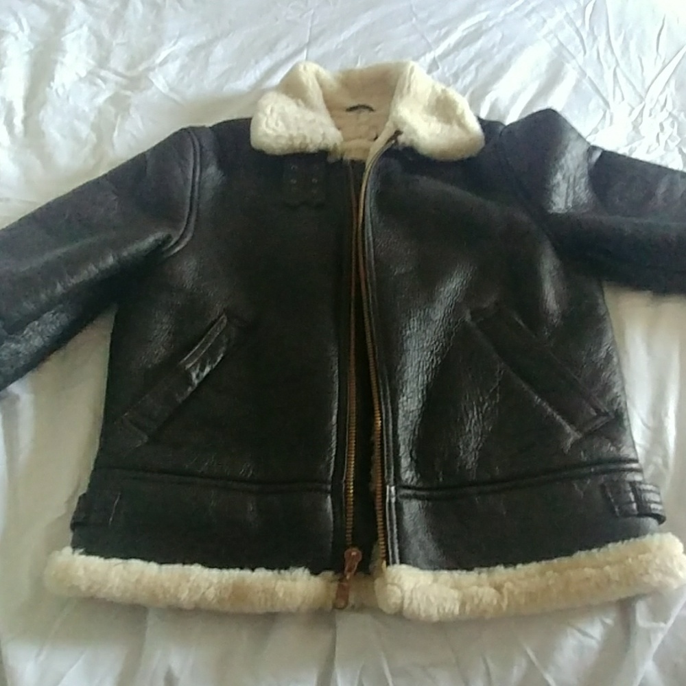 Men's Brown Shearling-Lined Bomber Jacket